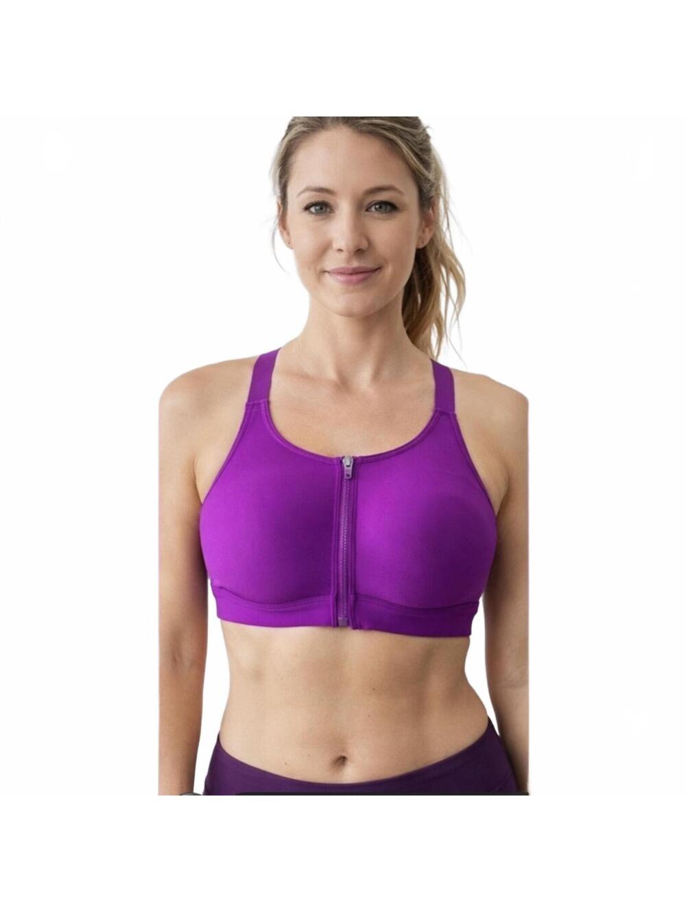 Under Armour Continuum High Zip Sports Bra Purple Plus Size 1X